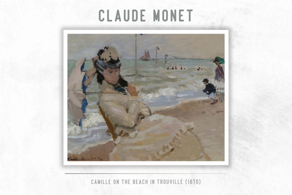 Camille on the Beach in Trouville by Claude Monet
