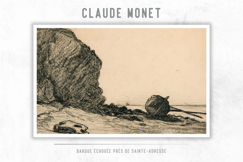 Barque Échouée Près De Sainte-Adresse by Claude Monet