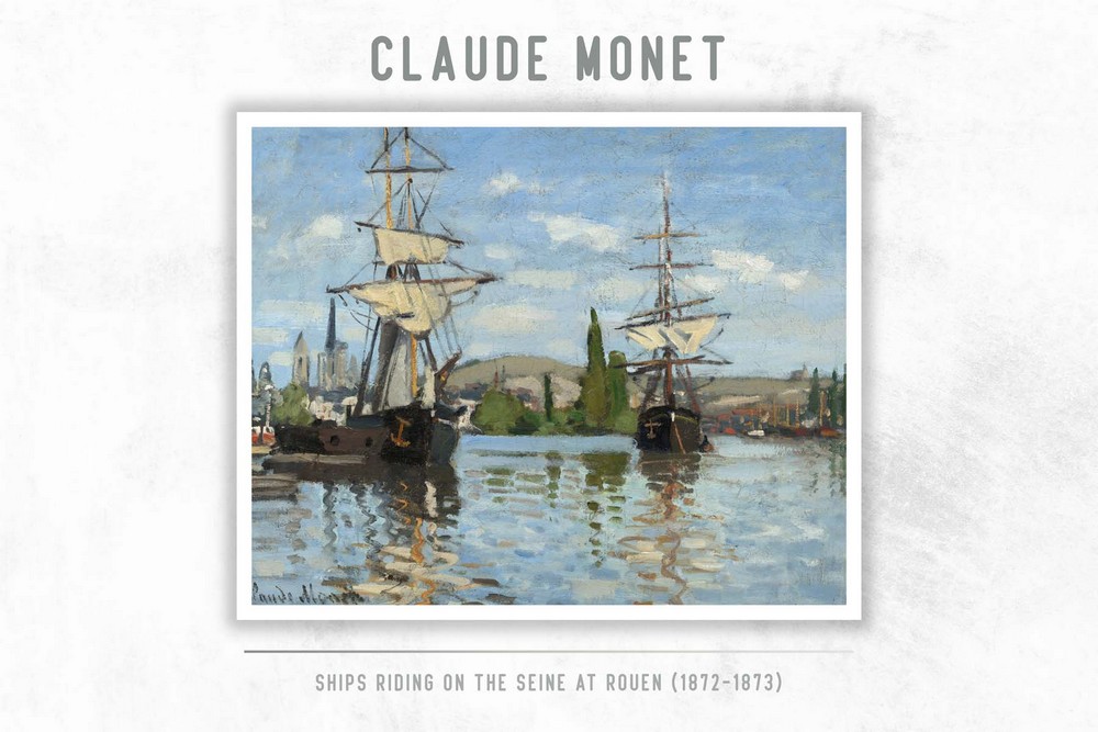 Ships Riding on the Seine at Rouen by Claude Monet