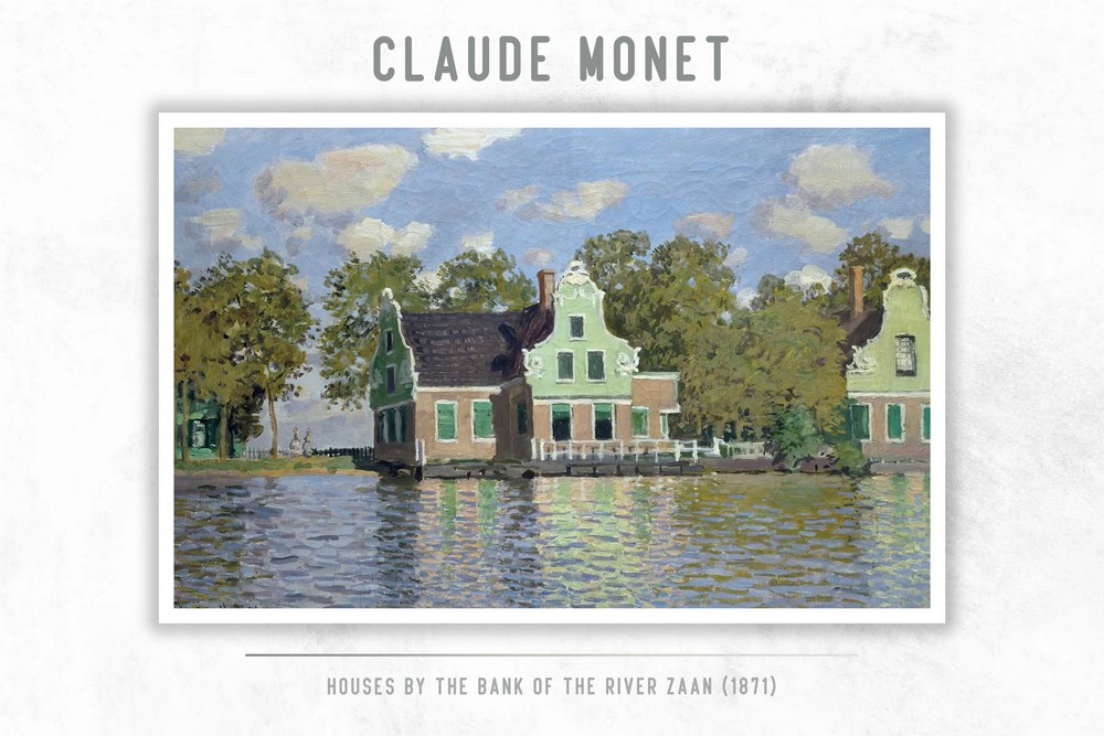 Houses by the Bank of the River Zaan by Claude Monet