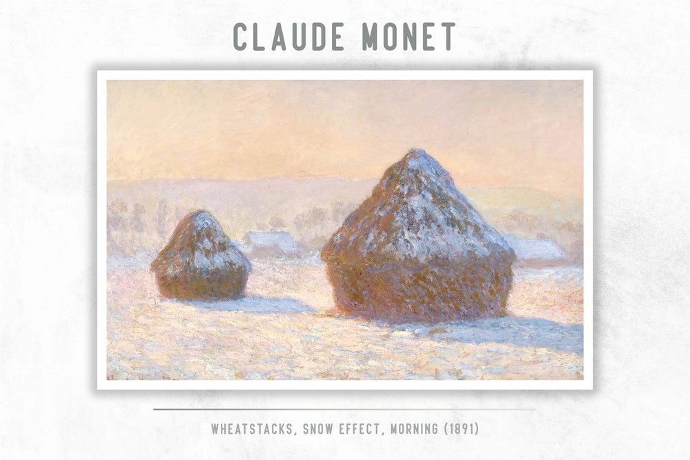 Wheatstacks, Snow Effect, Morning by Claude Monet