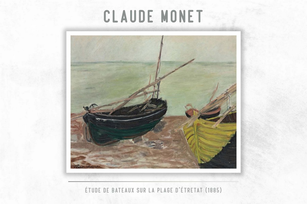 Étude de bateaux sur la plage d’Étretat by Claude Monet