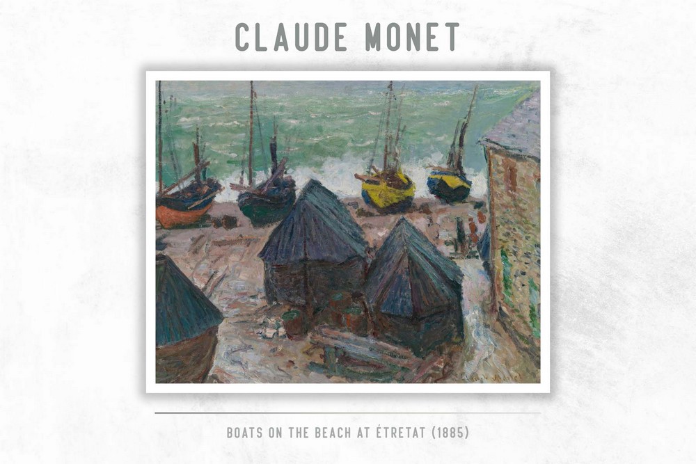 Boats on the Beach at Étretat by Claude Monet