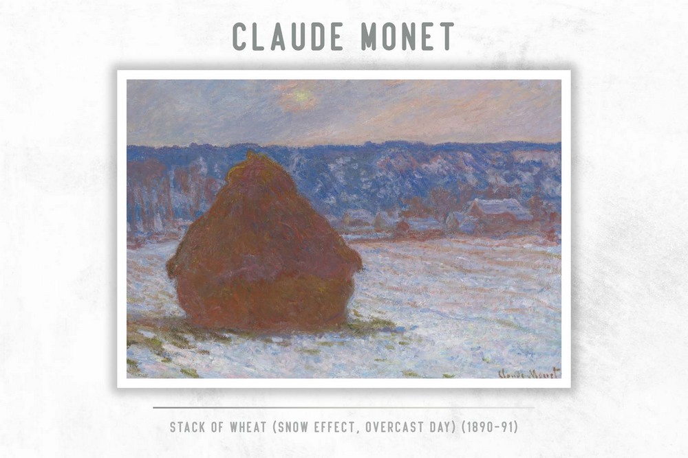 Stack of Wheat (Snow Effect, Overcast Day) (1890-91) by Claude Monet