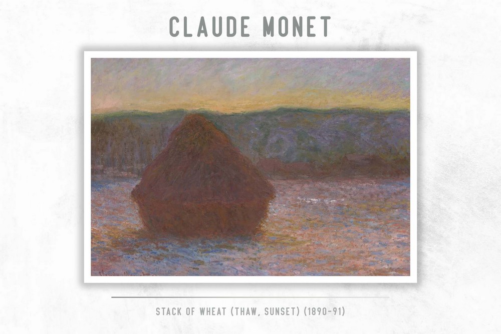 Stack of Wheat (Thaw, Sunset) (1890-91) by Claude Monet