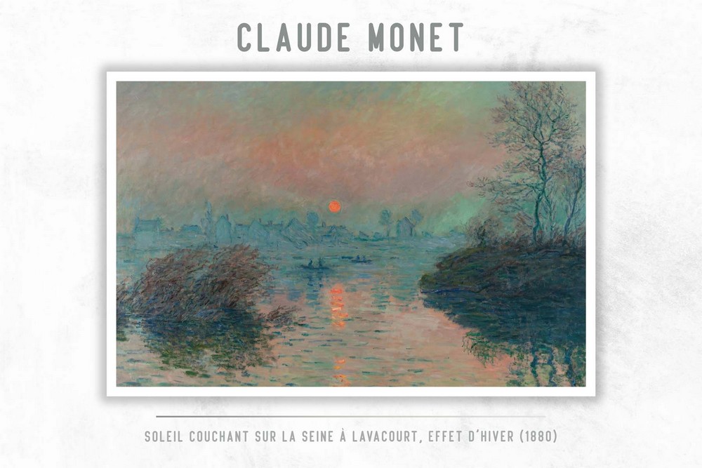 Soleil couchant sur la Seine à Lavacourt, effet d’hiver by Claude Monet