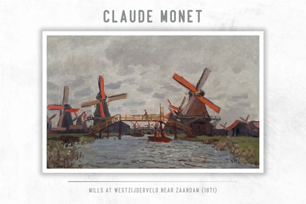 Mills at Westzijderveld near Zaandam by Claude Monet