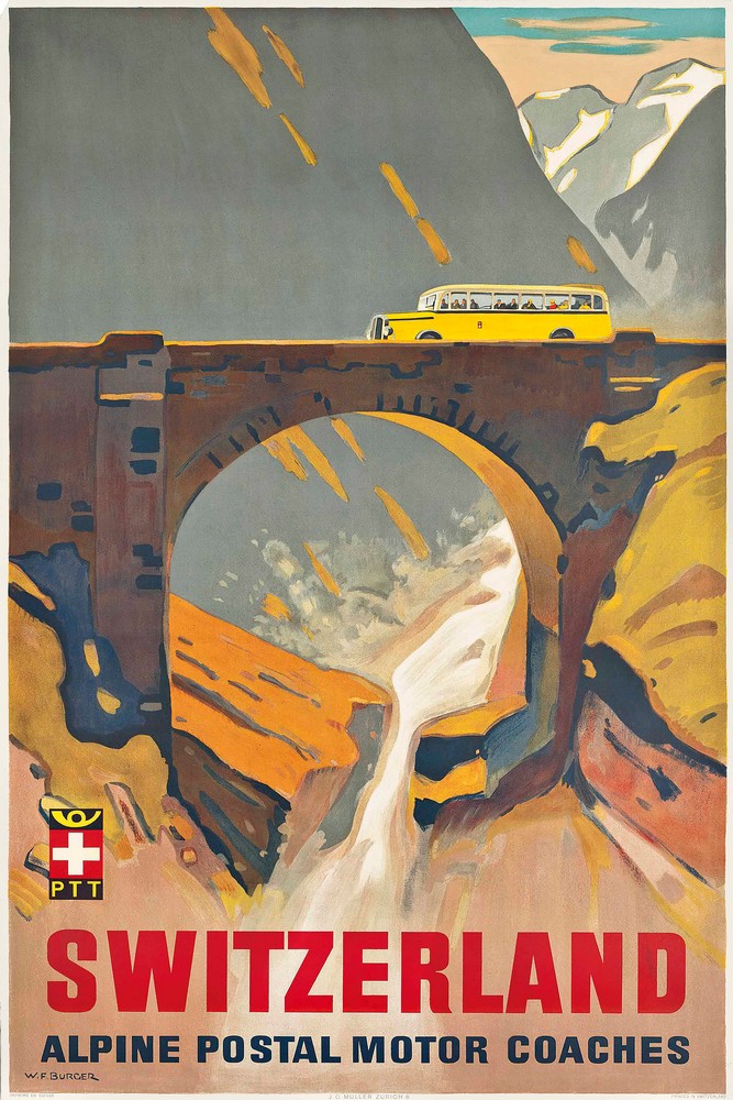 Switzerland, Alpine Postal Motor Coaches by Wilhelm Friedrich Burger