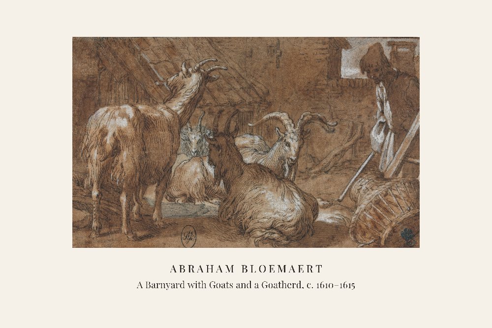 A Barnyard with Goats and a Goatherd by Abraham Bloemaert