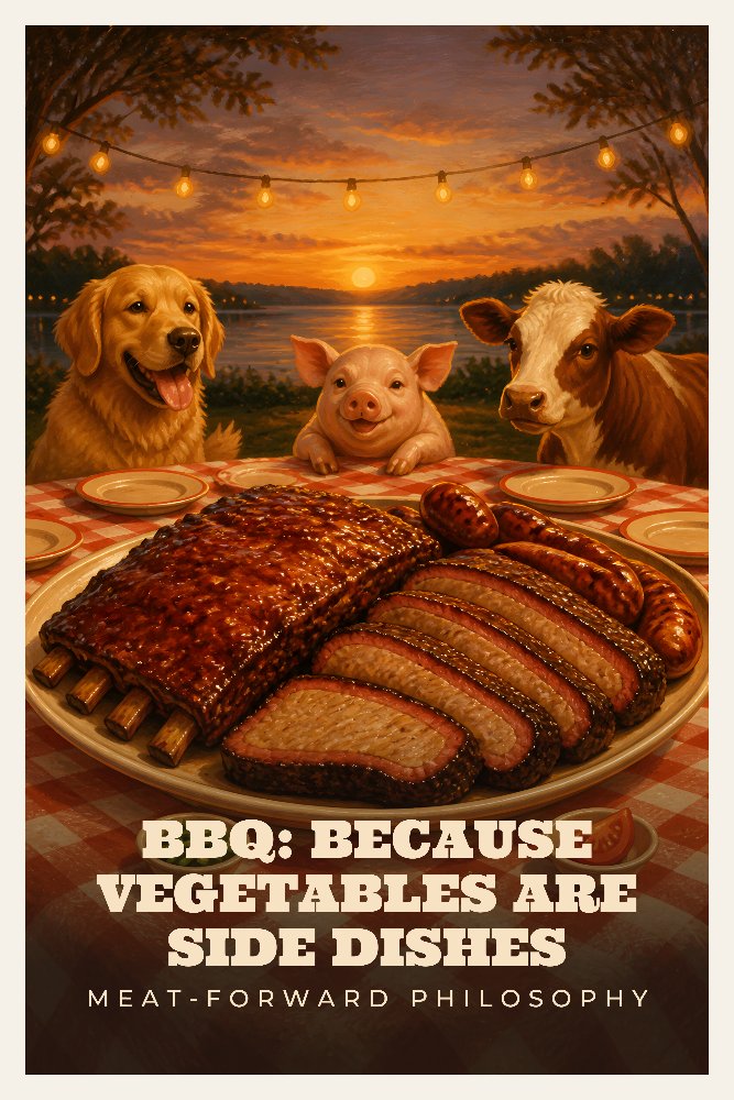 BBQ: Because Vegetables Are Side Dishes — Meat First, Veggies Later by Fab Posters
