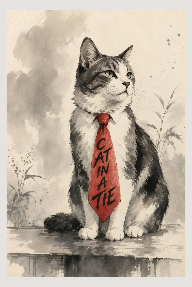 Cat in a Tie — Dapper Whiskers by Fab Posters