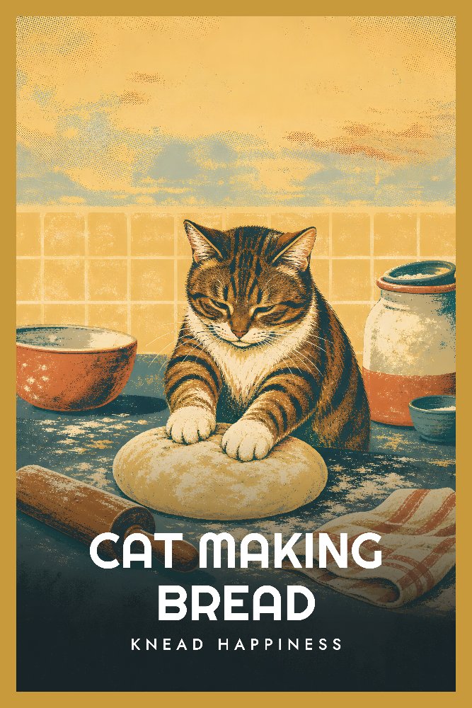 Cat Making Bread — Knead & Rise by Fab Posters