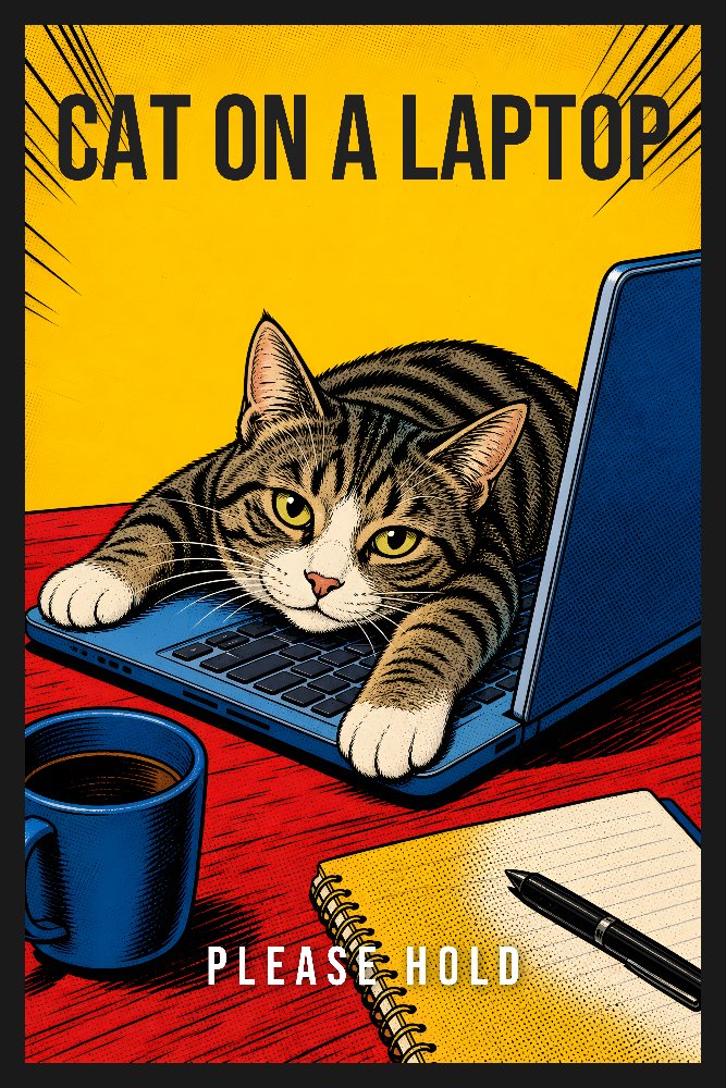 Cat on a Laptop — Keyboard Takeover by Fab Posters