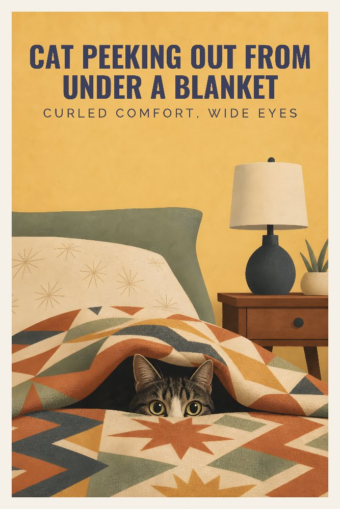 Cat Peeking Out from Under a Blanket — Peekaboo Blanket Cat by Fab Posters
