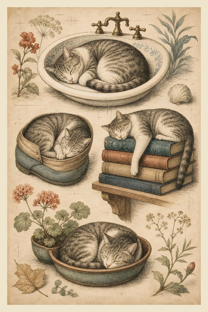 Cat Sleeping in Weird Places — Anywhere Nap by Fab Posters