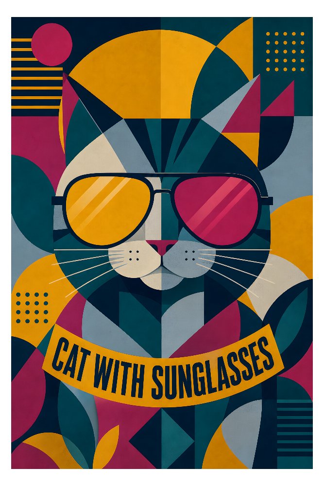 Cat with Sunglasses — Geometric Cool Cat by Fab Posters