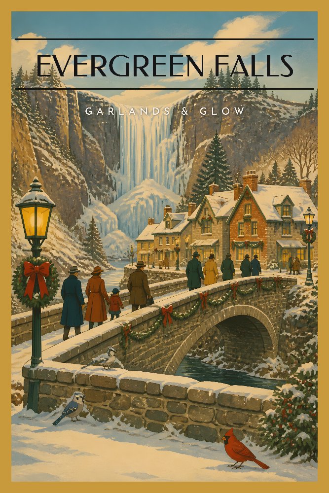 Evergreen Falls Glow by Fab Posters