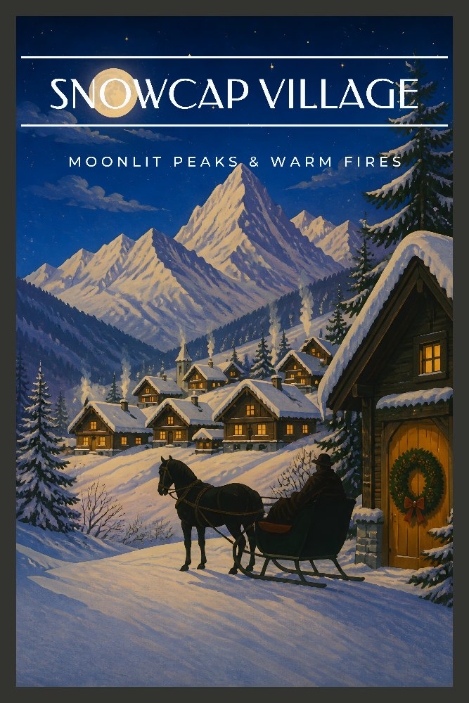 Snowcap Village Nights by Fab Posters