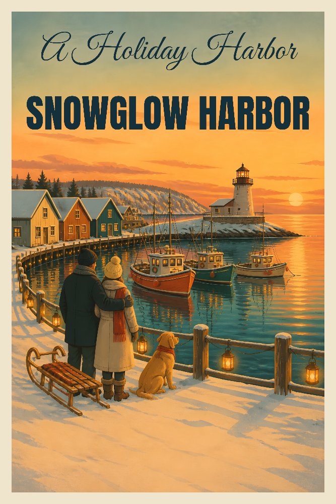 Snowglow Harbor Sunset by Fab Posters