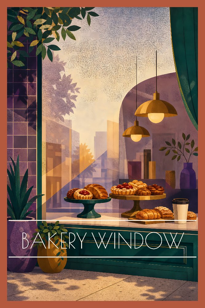 Coffeehouse Moments — Bakery Window by Fab Posters