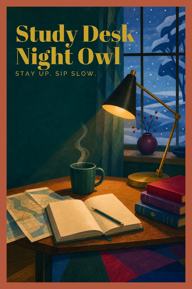 Coffeehouse Moments — Lamp & Late Notes by Fab Posters