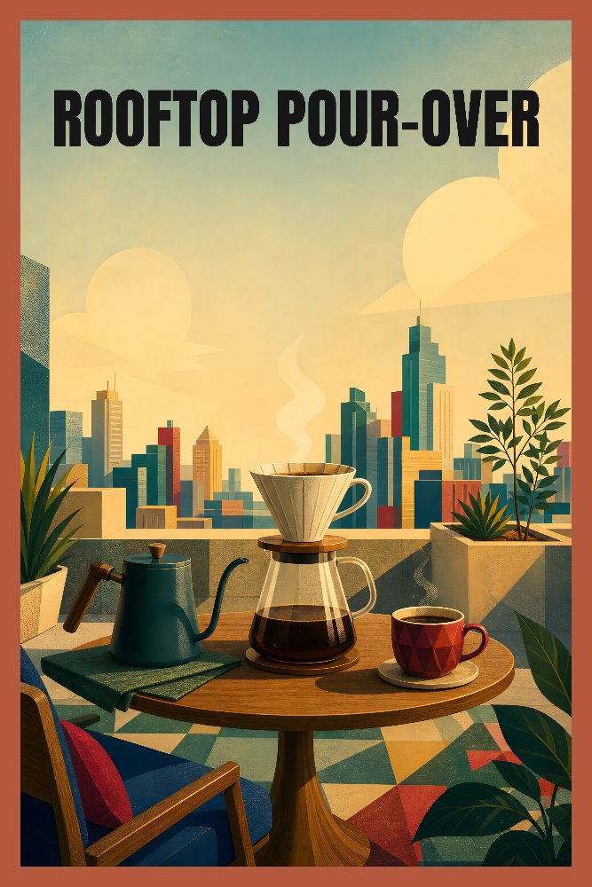 Coffeehouse Moments — Rooftop Pour-Over by Fab Posters