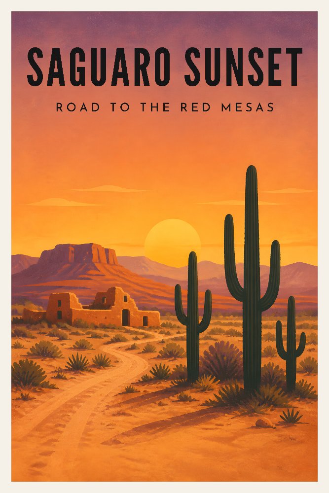 Saguaro Sunset Drive by Fab Posters