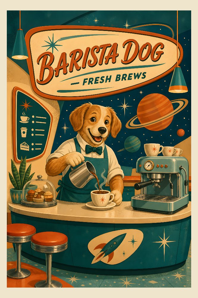 Barista Dog — Cosmic Pour by Fab Posters