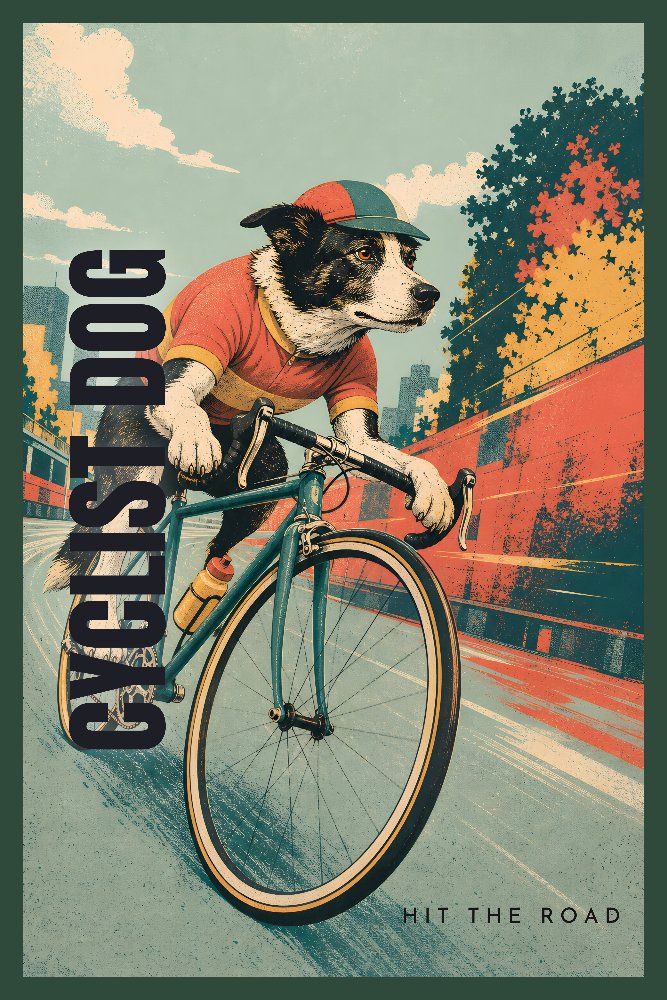 Cyclist Dog — Pedal Pup by Fab Posters