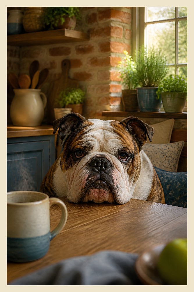 English Bulldog — Bulldog Breakfast Nook by Fab Posters