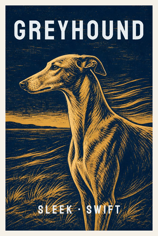 Greyhound — Wind Lines by Fab Posters
