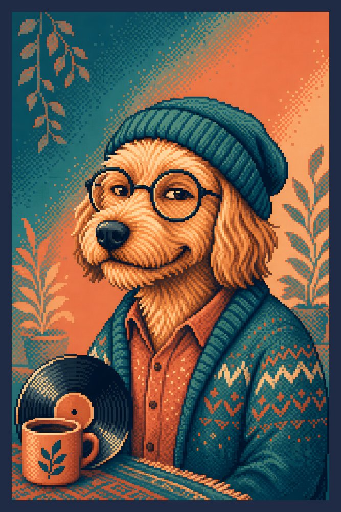 Hipster Dog — Indie Pup Pixel by Fab Posters