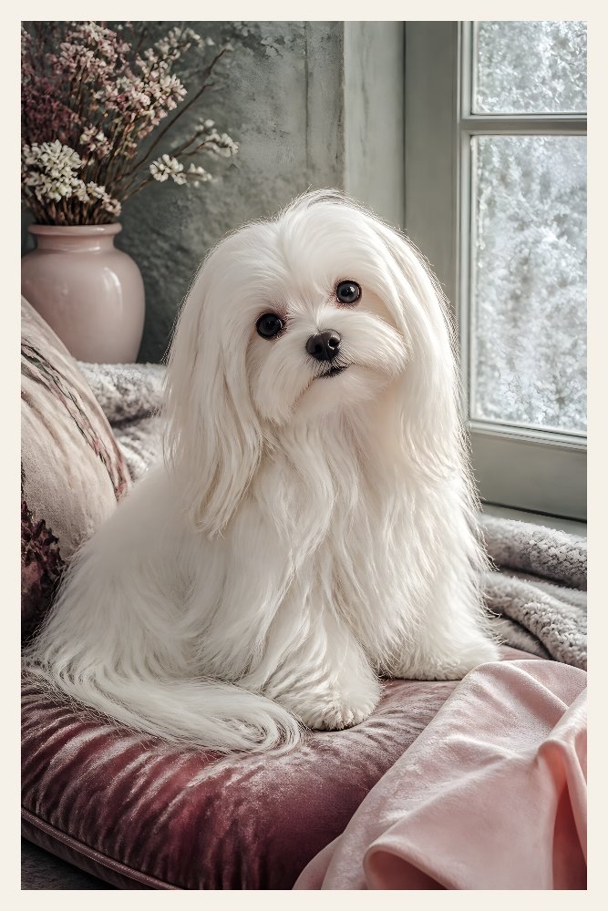 Silken Maltese Portrait by Fab Posters
