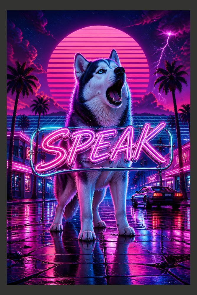 Speak — Neon Bark by Fab Posters