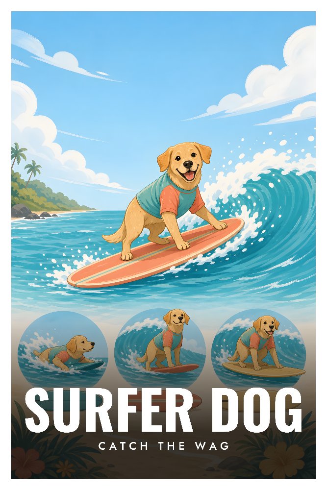 Surfer Dog Field Guide by Fab Posters