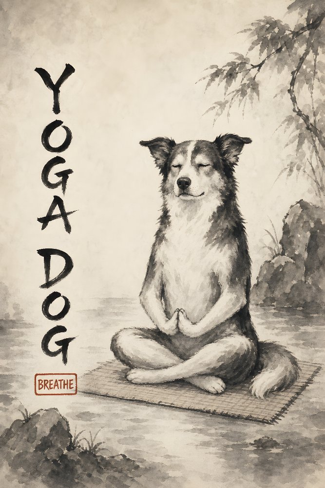 Yoga Dog — Ink Wash Yoga by Fab Posters