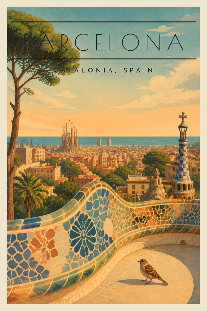 Barcelona — Park Güell Vista by Fab Posters