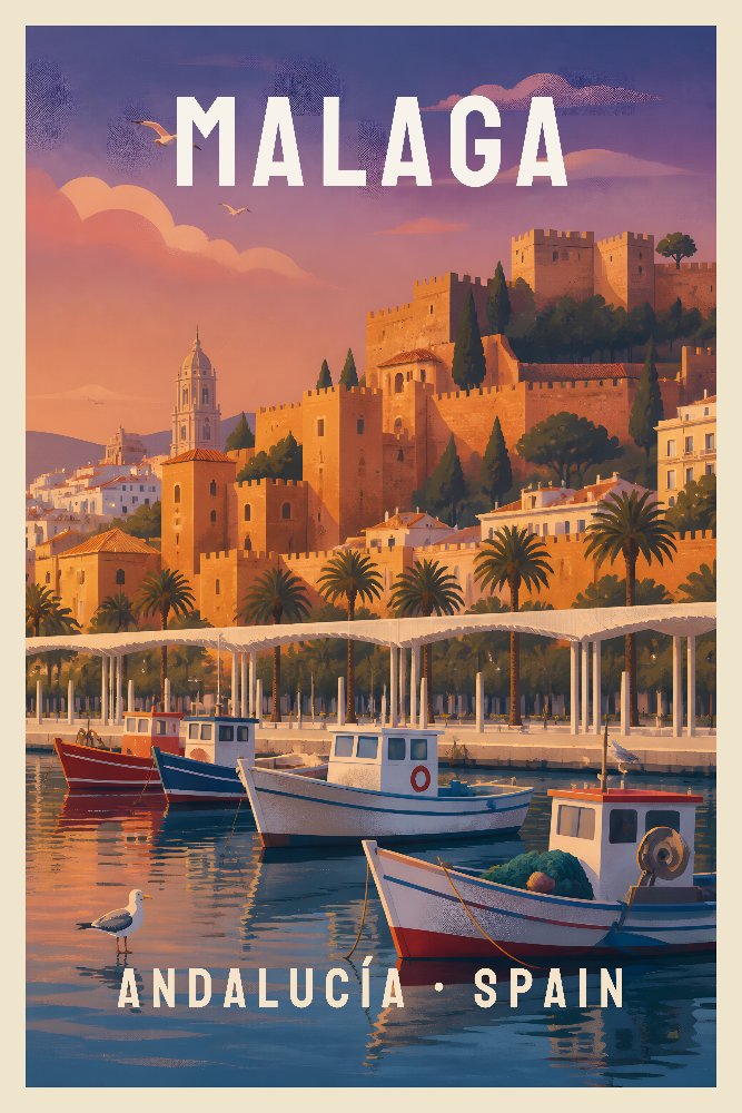 Malaga — Port of Fortresses by Fab Posters