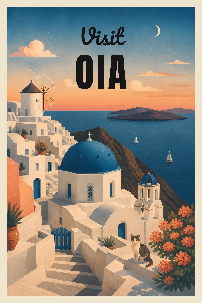 Oia — Caldera Blues by Fab Posters