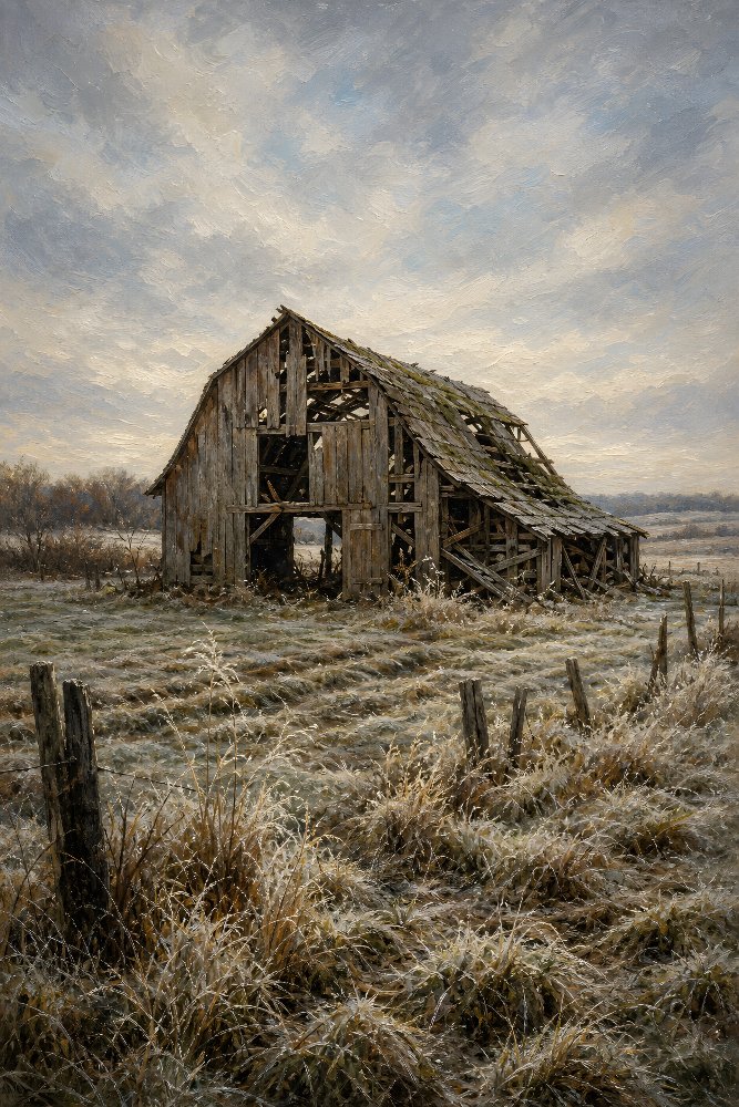 Abandoned Barn Ruins — Ruins at First Light by Fab Posters