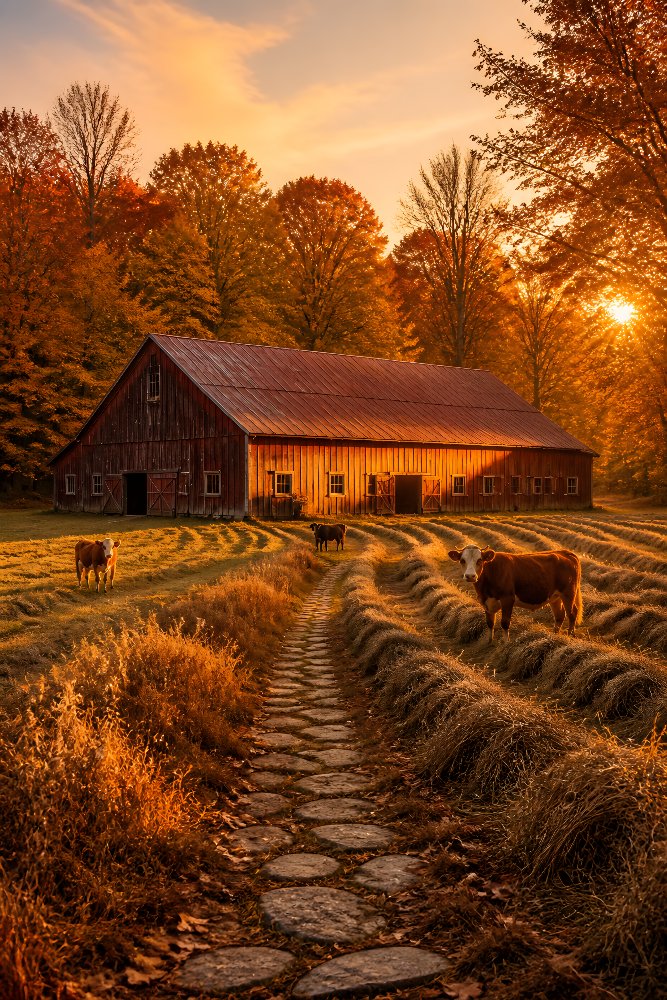Barn at Golden Hour — Golden Barn by Fab Posters