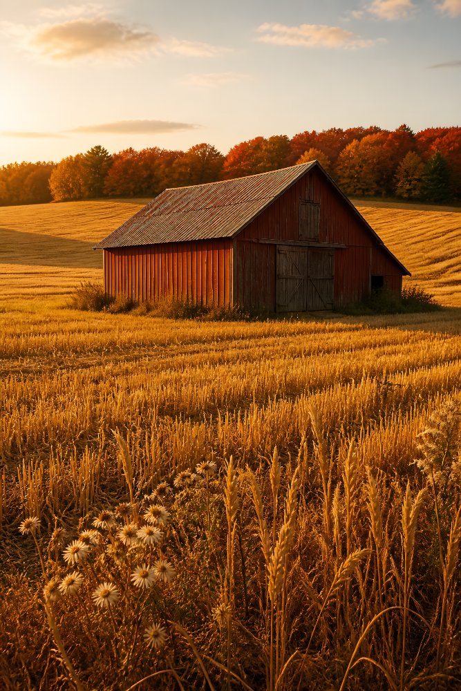 Barn Surrounded by Golden Fields — Barn in the Wheat by Fab Posters