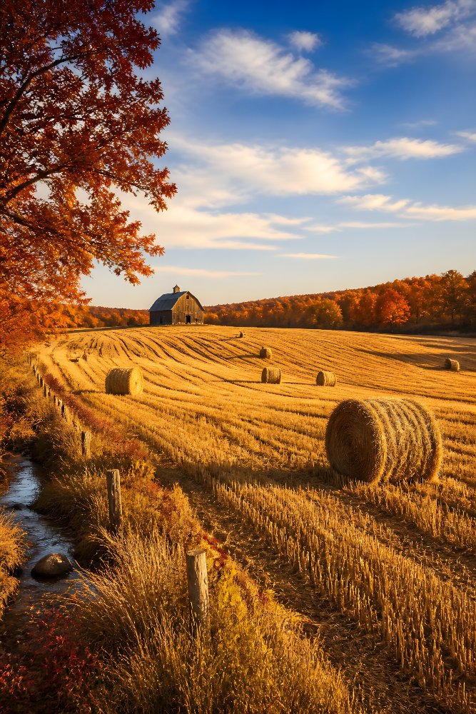 Harvest Field and Distant Barn — Harvest and Horizon by Fab Posters