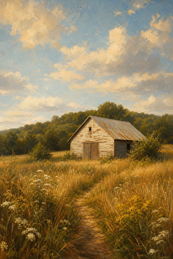 Late-Summer Meadow Barn — Meadowlight Barn by Fab Posters