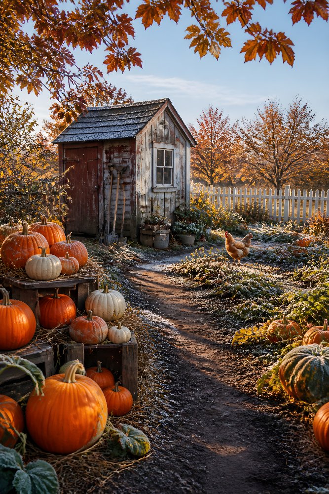 Small Farm Shed with Pumpkins — Pumpkin Patch Shed by Fab Posters