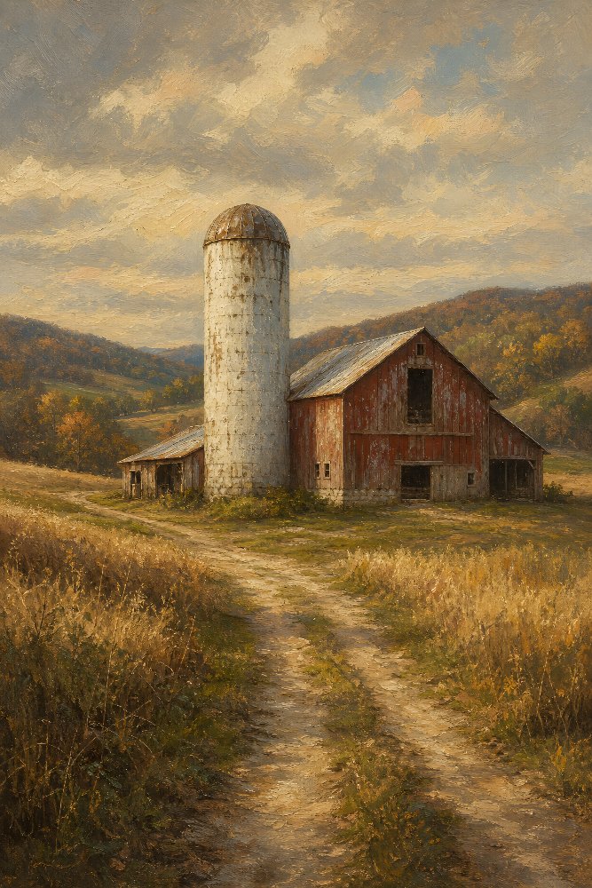 Sunset Silo — Silo at Dusk by Fab Posters