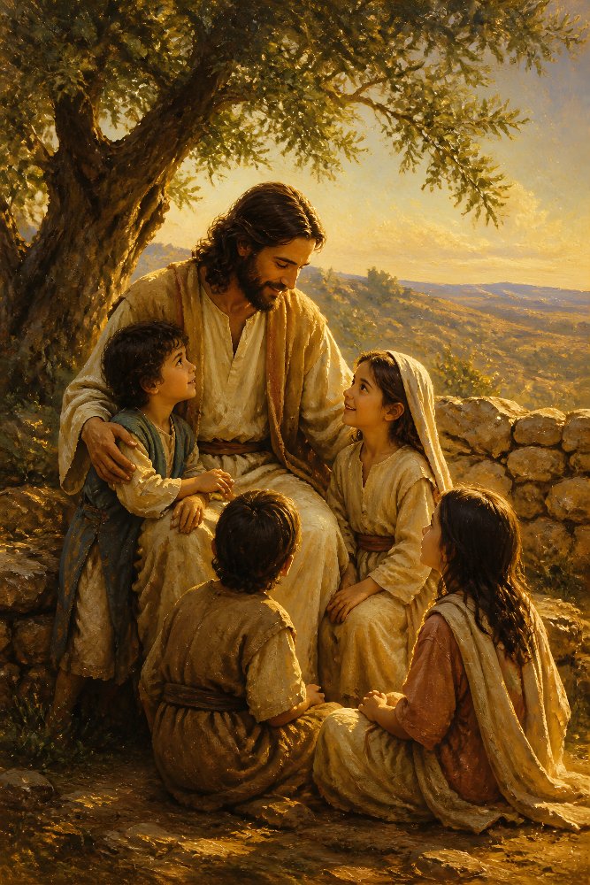 Christ and the Children — Christ with Children by Fab Posters
