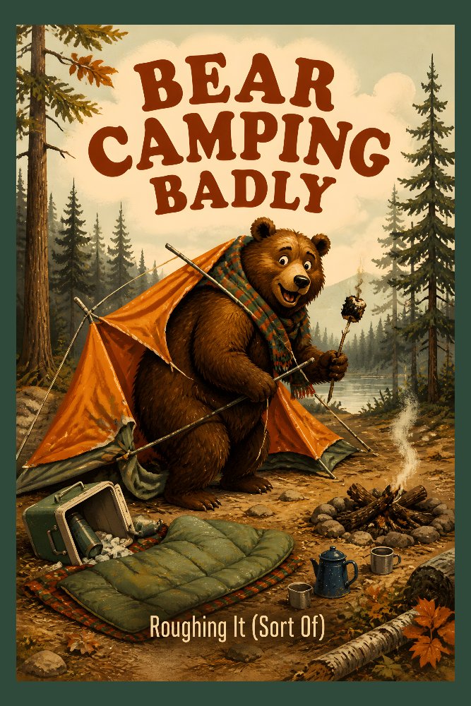 Bear Camping Badly — Not-So-Roughing It by Fab Posters