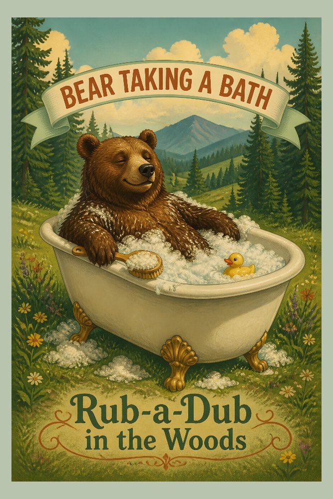 Bear Taking a Bath — Soak & Snooze by Fab Posters
