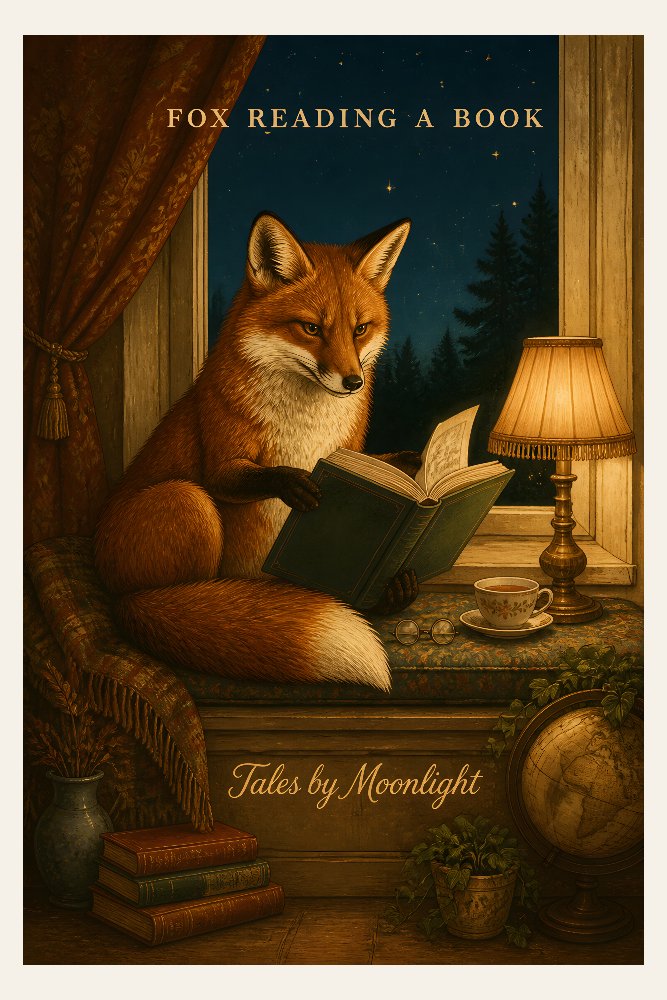 Fox Reading a Book — Quiet Fox by Fab Posters